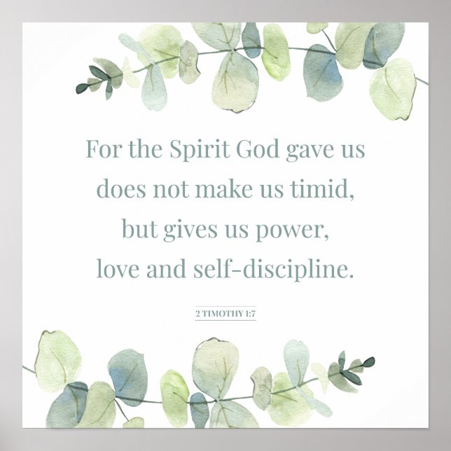 2 Timothy 1:7, dubbelsidig utskrift, hemdekor, Hel Poster (Framsidan)