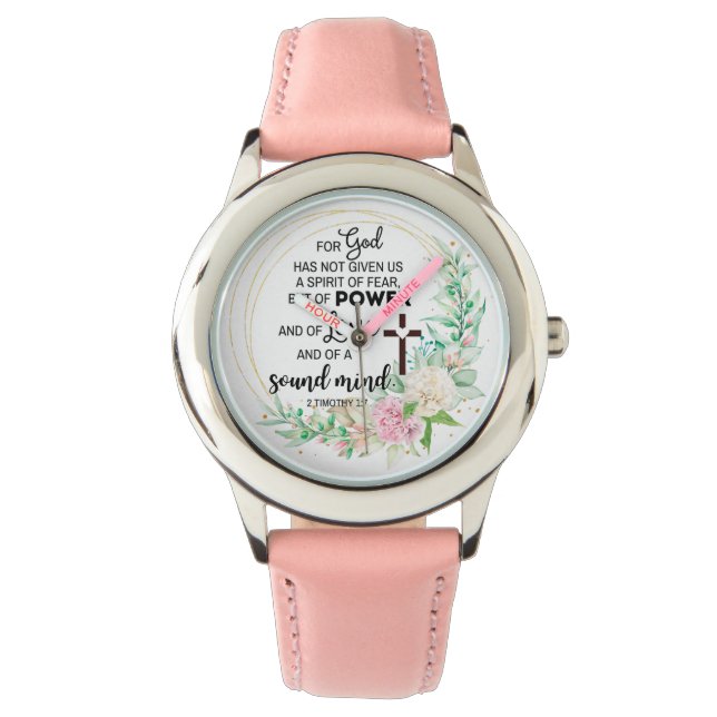 2 Timothy 1:7 Gud har inte gett uttryck för någon  Armbandsur (Framsida)