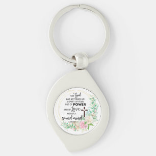 2 Timothy 1:7 Gud har inte gett uttryck för någon Swirl Silverfärgad Nyckelring