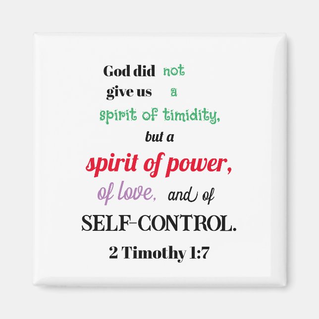 2 Timothy 1:7 Inte tidskänslig kristen Magnet (Framsidan)