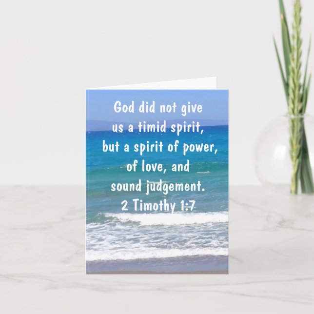 2 Timothy 1:7 Kristna är inte Tiid Bible Verse Kort (Framsida)