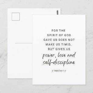 2 Timothy 1:7 Strömförsörjning, Kärlek och självdi Vykort