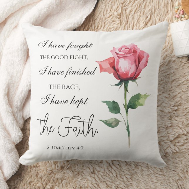 2 Timothy 4:7 - Jag har kämpat mot bran Kudde (Filt)