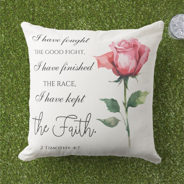 2 Timothy 4:7 - Jag har kämpat mot bran Kudde (Gräs)