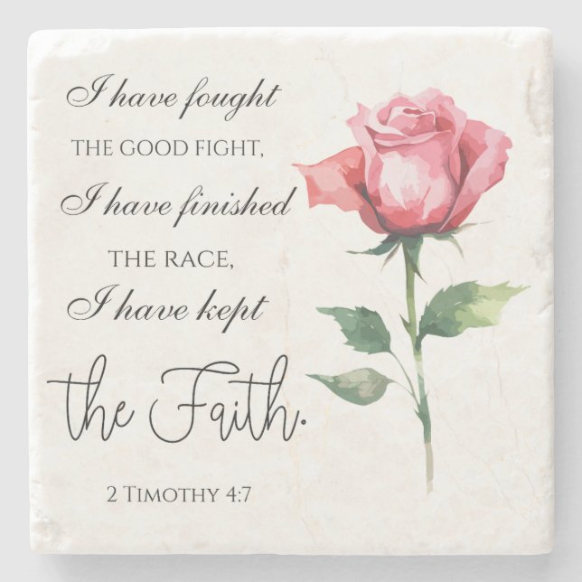 2 Timothy 4:7 - Jag har kämpat mot bran Stenunderlägg (Framsidan)