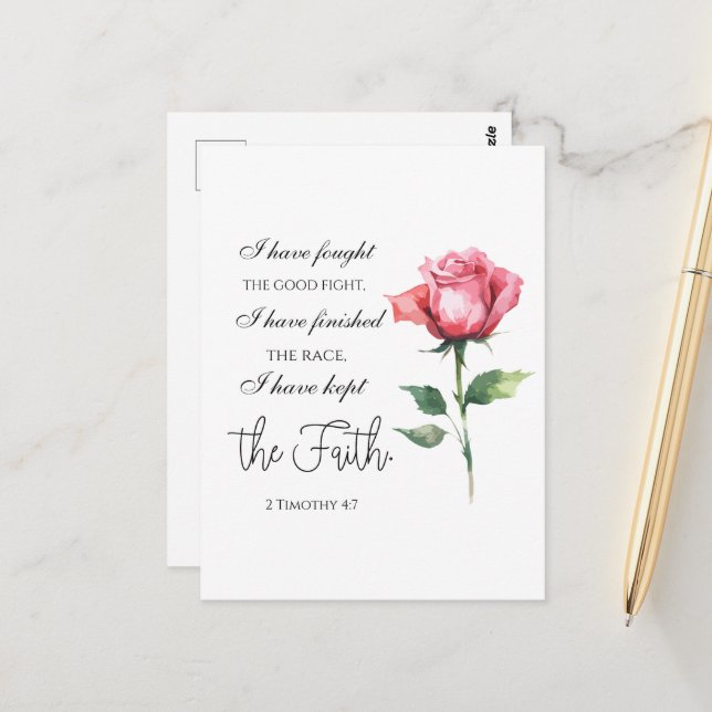 2 Timothy 4:7 - Jag har kämpat mot bran Vykort (Fram/Back In Situ)