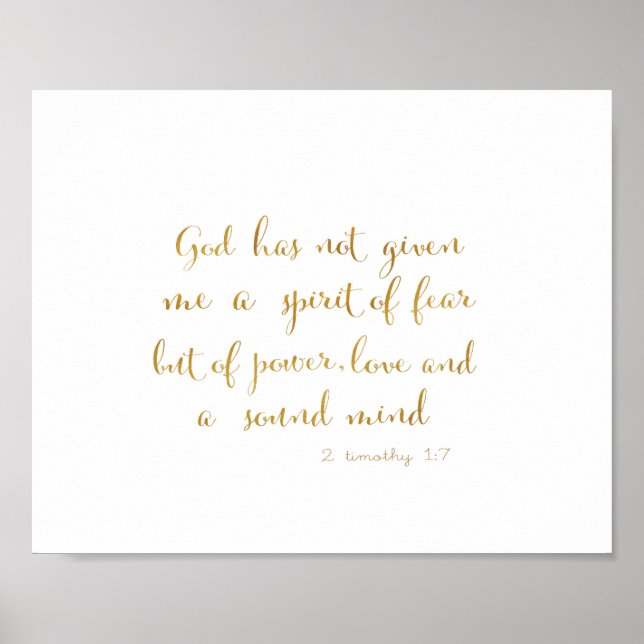 2 Timothy Bible verse - kärlek - Faith - guld brev Poster (Framsidan)