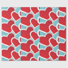 2 Tjockar Red Hearts Upprepande Mönster Cute Presentpapper