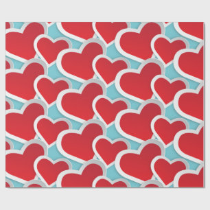 2 Tjockar Red Hearts Upprepande Mönster Cute Presentpapper
