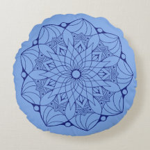 2 ton Blue Mandala Round Dekorativ kudde för soffa