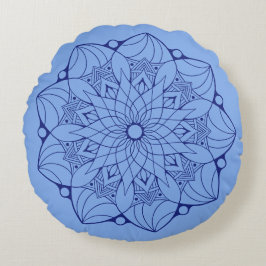2 ton Blue Mandala Round Dekorativ kudde för soffa