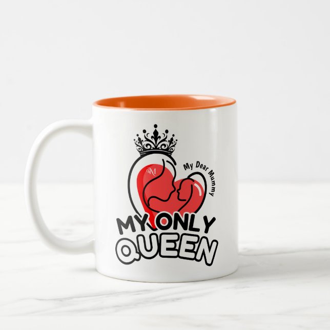 2-ton Mugg 11oz : Min enda drottning (orange) (Vänster)