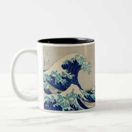 2 ton mugg med japansk stil-vågkonst