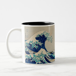 2 ton mugg med japansk stil-vågkonst