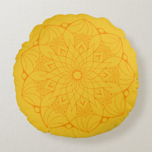 2 ton Orange Mandala Round Dekorativ kudde för sof