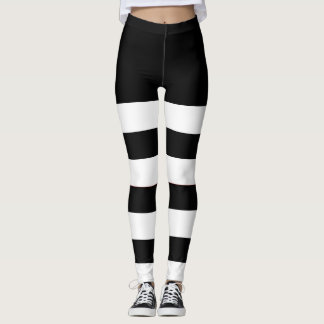 2 Tonade svarta och vita Rand Kvinnor Leggings