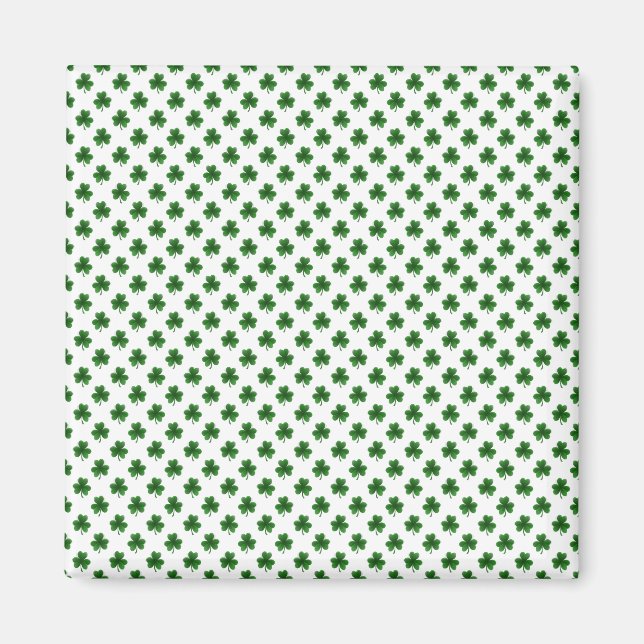 2-Tone Shamrock Grönt on White St.Patrick's Klöver Magnet (Framsidan)