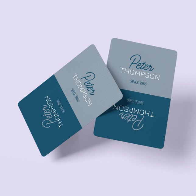 2-tonsblå spelkort med Namn-spelkort (modern two-tone blue custom cards)