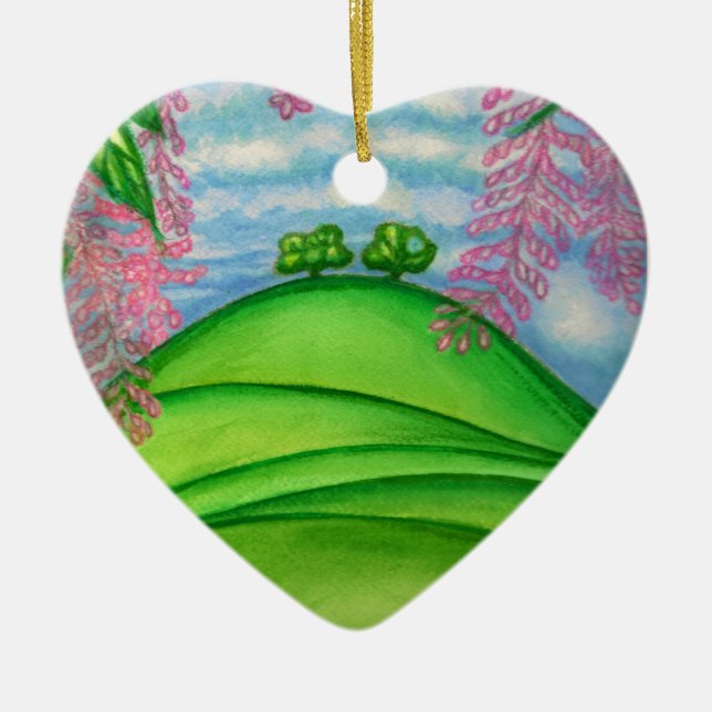 2 träd & måla för Macadamiablommor Julgransprydnad Keramik (Framsidan)