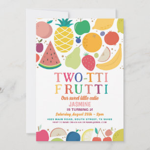 2-tti Frutti Fruit Födelsedagsfest 2:a Tutti Inbjudningar