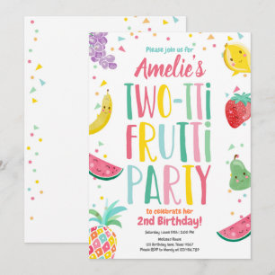 2-tti Frutti Tutti Fruktig Birthday Fruit Sommar Inbjudningar