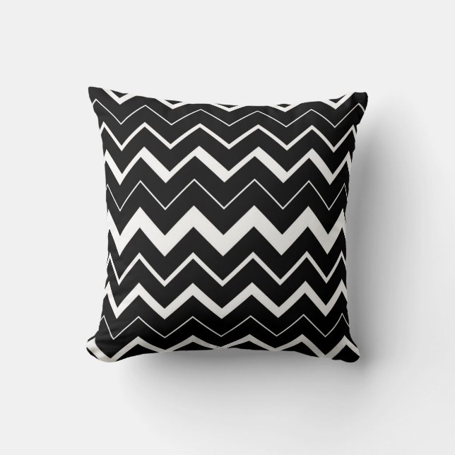 2 tum1 Svartvit Chevron Mönster Cushion Kudde (Framsida)