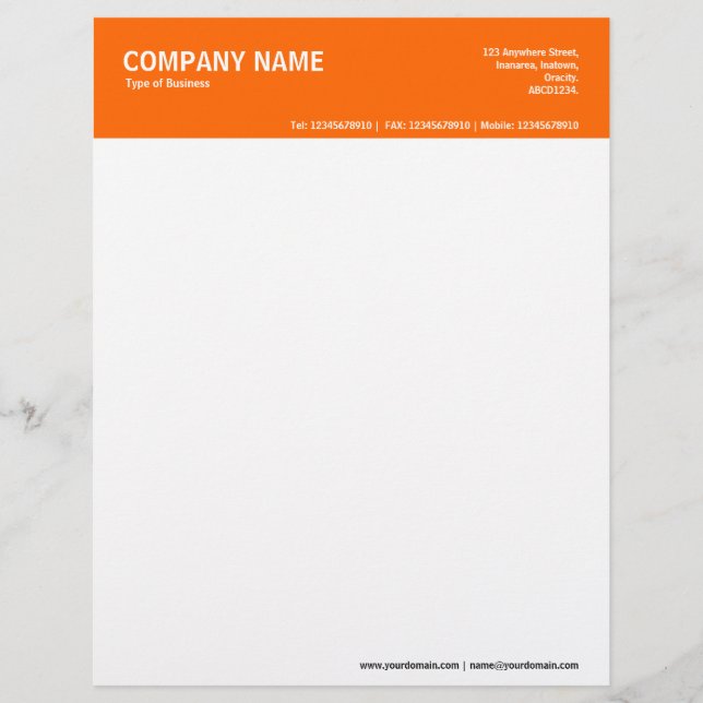 2 tum Färg Header - Orange FF6600 Brevhuvud (Framsida)