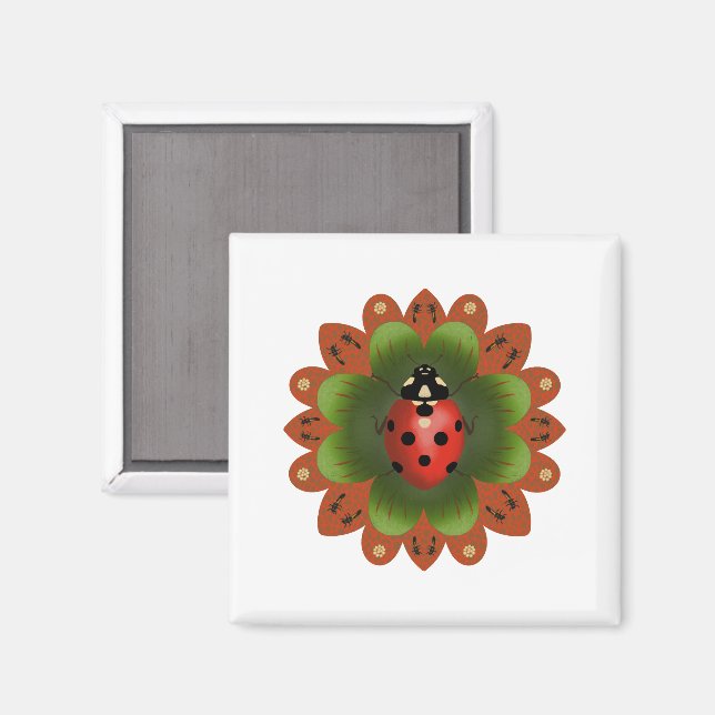 2-tums Square Ladybug Magnet (Front/Back)