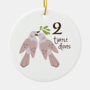 2 Turtle Dove Julgransprydnad Keramik