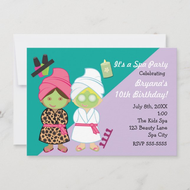 2 Uppmaning till SPA Girls Beauty Makover Party Inbjudningar (Framsida)