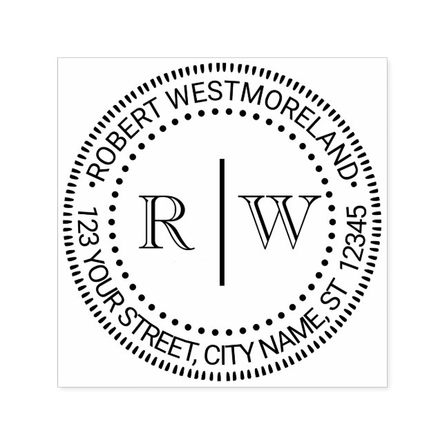 2 Ursprungligt monogram #2 Lodrät Spacer Namn Adre Självfärgande Stämpel (Design)