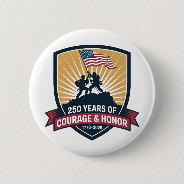 2 USA 250th Anniversary Courage Honor Patriotic Knapp (Framsida)