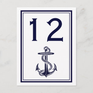 2 V-Bordsnumret Nautical Anchor Navy Blue Framed Vykort