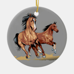 2 Vackra hästar som kör Julgran Ornament