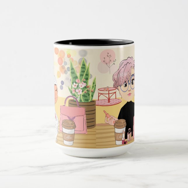 2 VÄNNER PÅ KAFFE STÄLLE MUGG (Center)