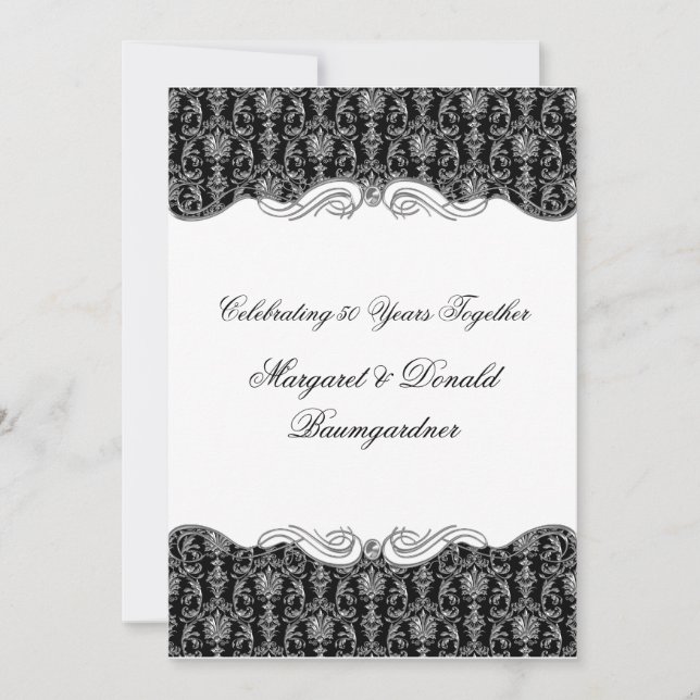 #2 Vintage Damask 25-års jubileum Inbjudningar (Framsida)