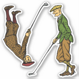 2 Vintage Male Golfers Stickers Klistermärken