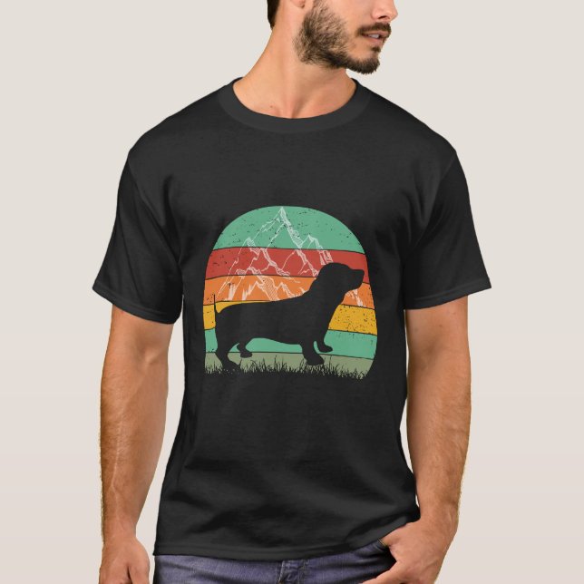 2 Vintage Retro Dachshund Siluett T Shirt (Framsida)