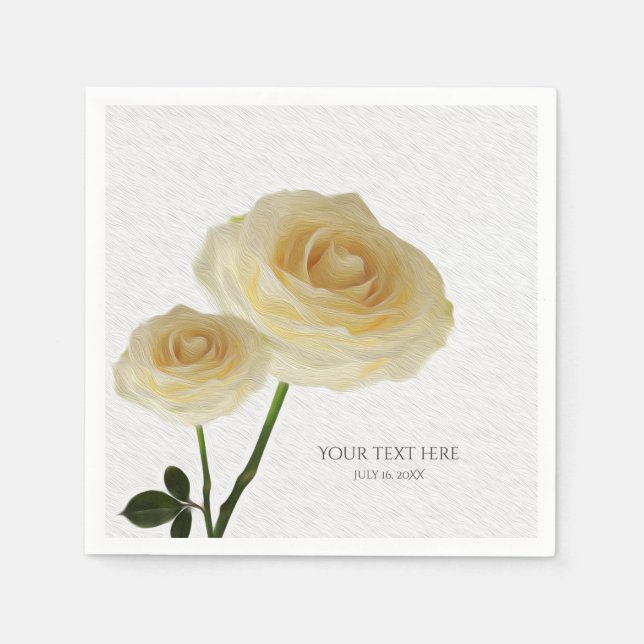 2 Vit färgad Ro Elegant Napkins Pappersservett (Framsidan)