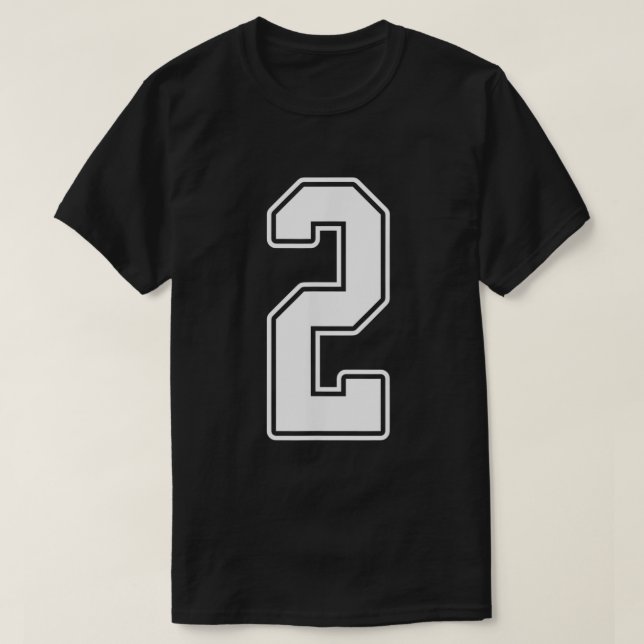 2 Vit kontur nummer 2 Sportfantast Jersey Stil F T Shirt (Design framsida)