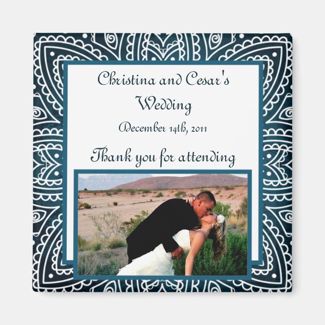 2"x2" Annonseringsmagnet Djupblå marockansk Magnet (Framsidan)