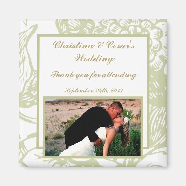 2"x2" Annonseringsmagnet Grön Gerbera Tusenskönast Magnet (Framsidan)