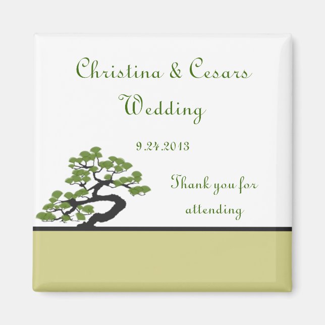 2"x2" Annonseringsmagnet Japansk Grön Bonsai Tr Magnet (Framsidan)