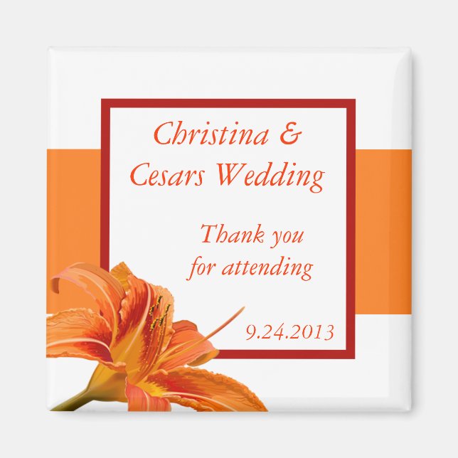 2"x2" Annonseringsmagnet Orange Tigerlily med stra Magnet (Framsidan)