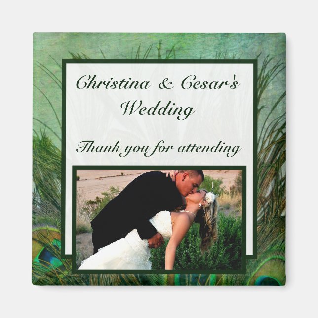 2"x2" Annonseringsmagnet Påfågelgröna Fjädrar Magnet (Framsidan)