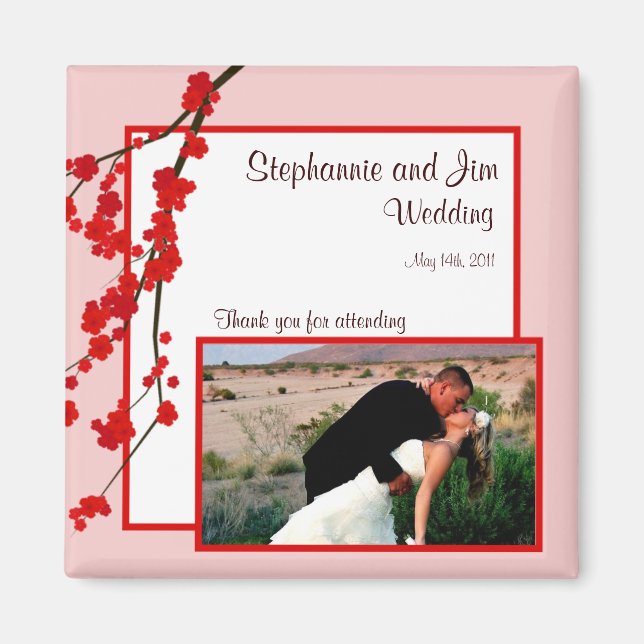 2"x2" Annonseringsmagnet Röd Körsbärsblomma Magnet (Framsidan)