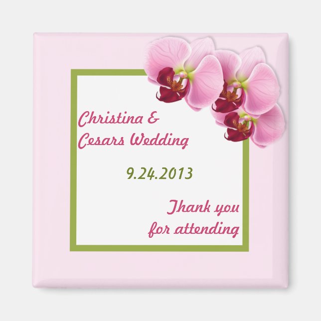 2"x2" Annonseringsmagnet Rosa Orkidé Lång stjälk B Magnet (Framsidan)