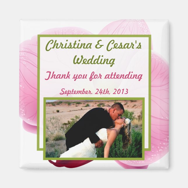 2"x2" Annonseringsmagnet Rosa Orkidé Lång Stjälk F Magnet (Framsidan)