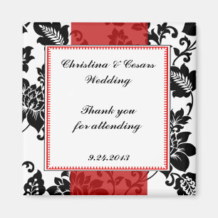 2"x2" Annonseringsmagnet Svart Flourish Röd Rand Magnet