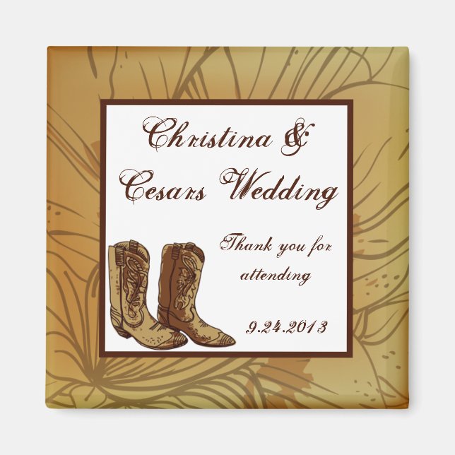 2"x2" Annonseringsmagnet Western Cowgirl Hatt/Boot Magnet (Framsidan)